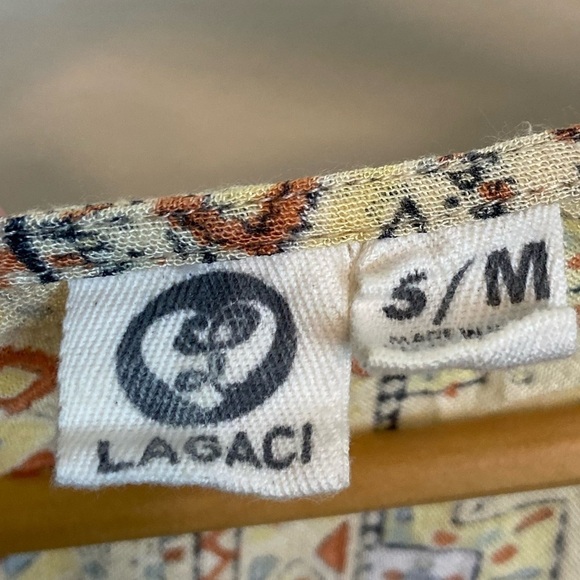 LAGACI WESTERN PRINT BOHEMIAN FRINGE TOPPER S/M BEACHY SUMMER - Picture 6 of 8